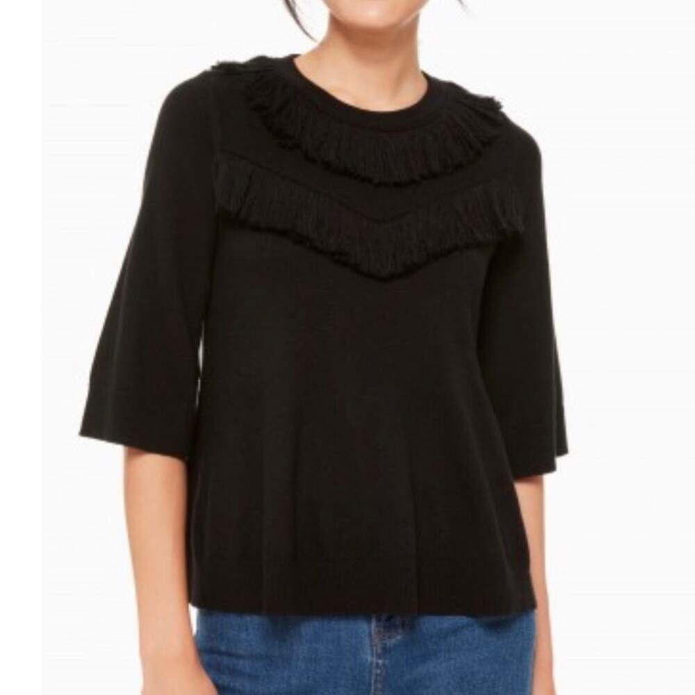Kate Spade Broome Street Fringe Wool Blend Sweater NEW